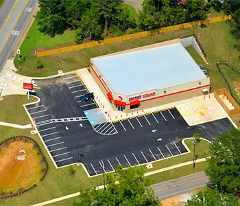 aerial view of newly constructed family dollar store