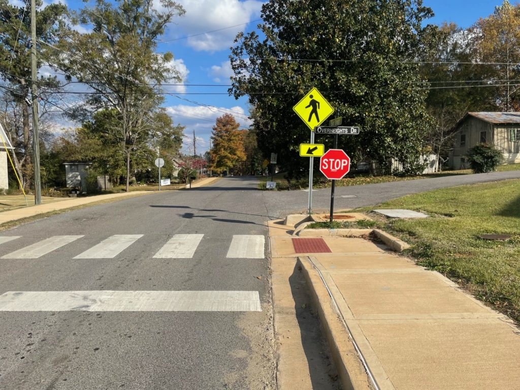 new sidewalk construction next to a crosswalk